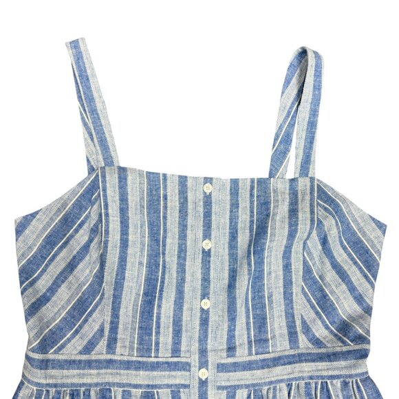 NWOT Women's DRAPER‎ JAMES Striped Linen Blue Apron Midi Dress | Size 12 - Picture 6 of 13